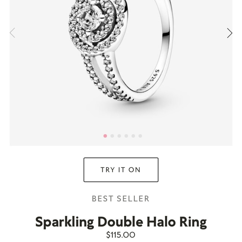 Pandora Sparkling Double Halo Ring.  2 GEMS ARE MISSING! Size 8.5